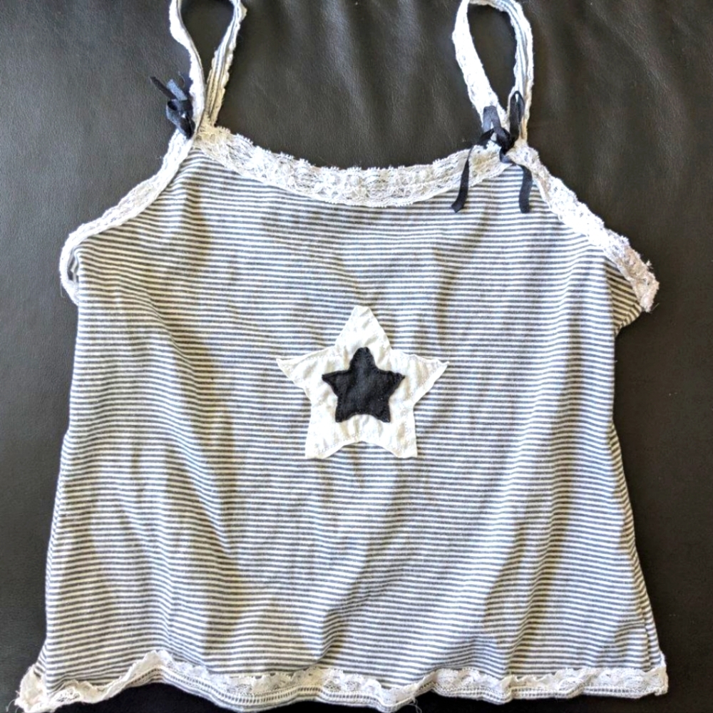Striped Black and White Star Tank Top